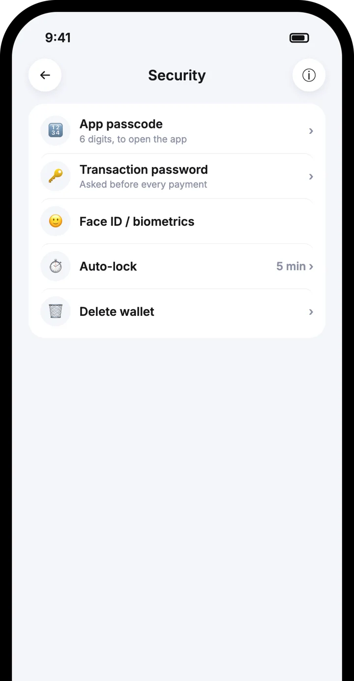 Atom Wallets app screen