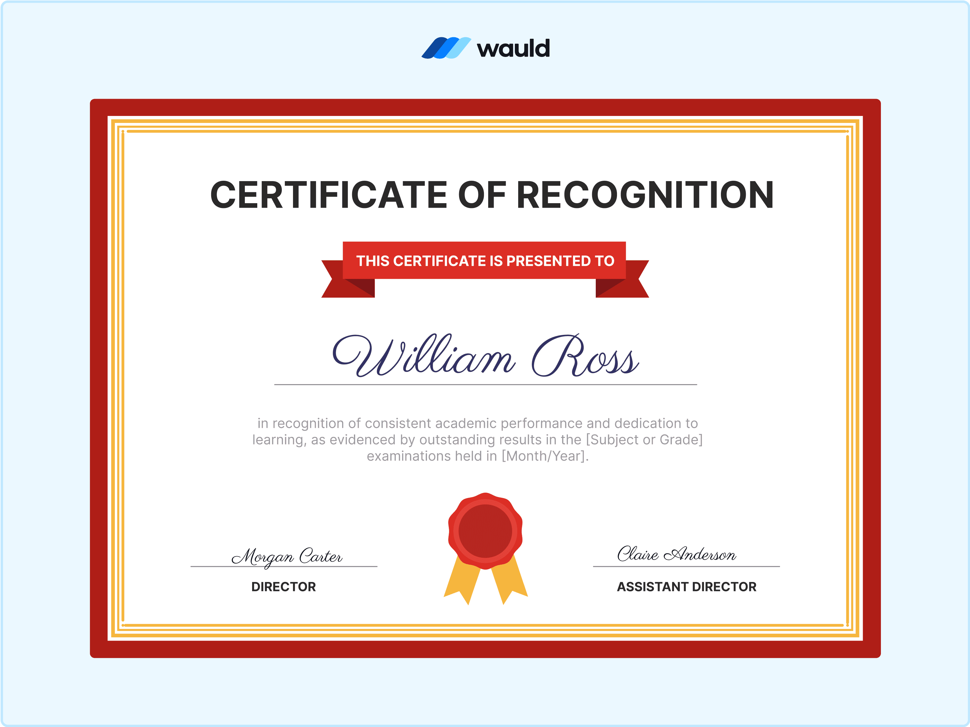 Wauld - Well-crafted certificate of recognition&nbsp;template
