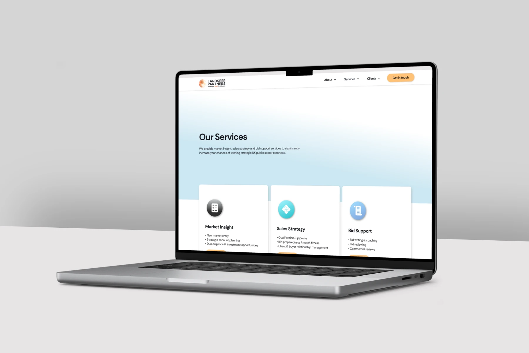 Landseer Partners website design mockup