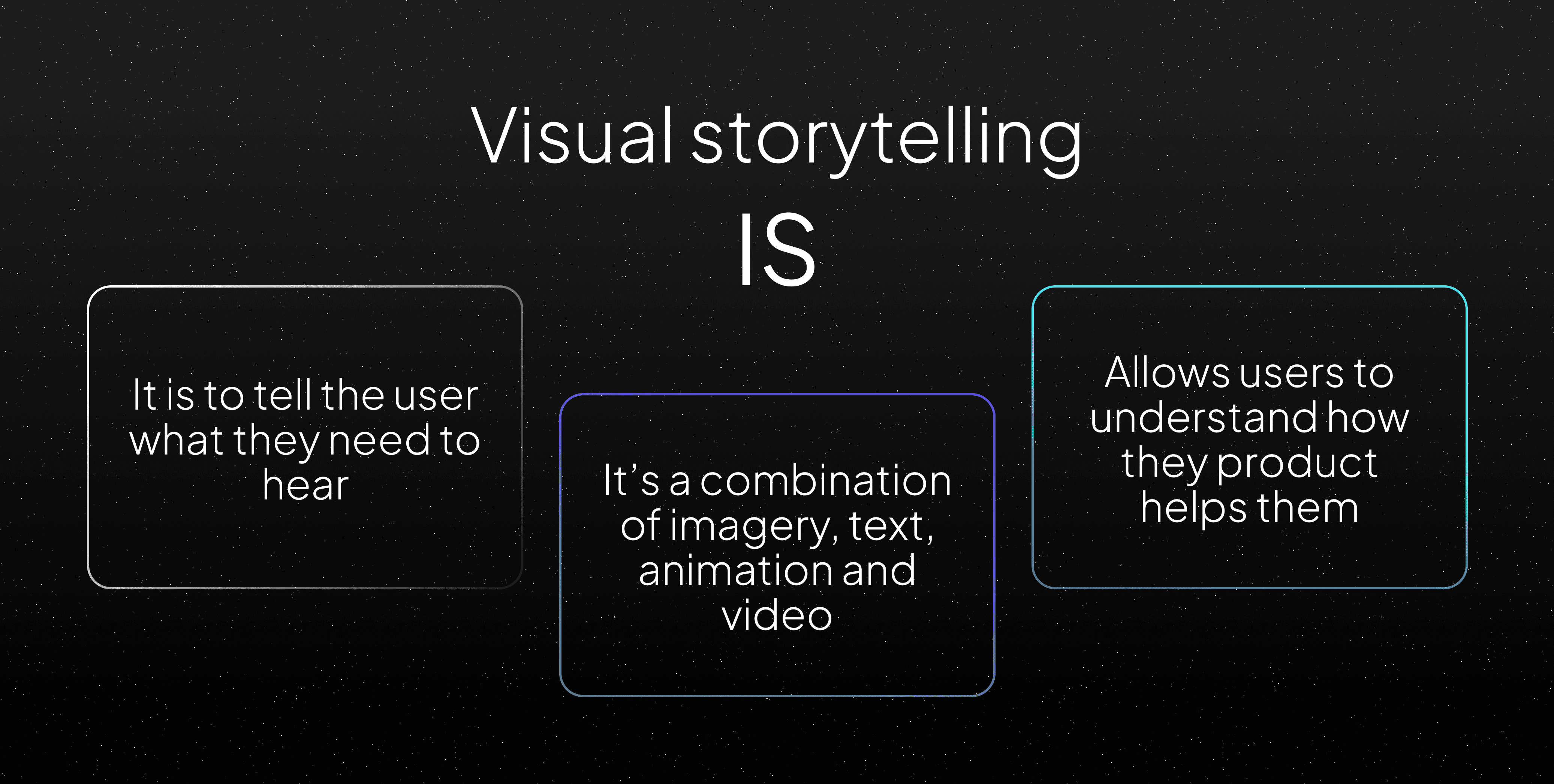 Three phrases to describe what visual storytelling is