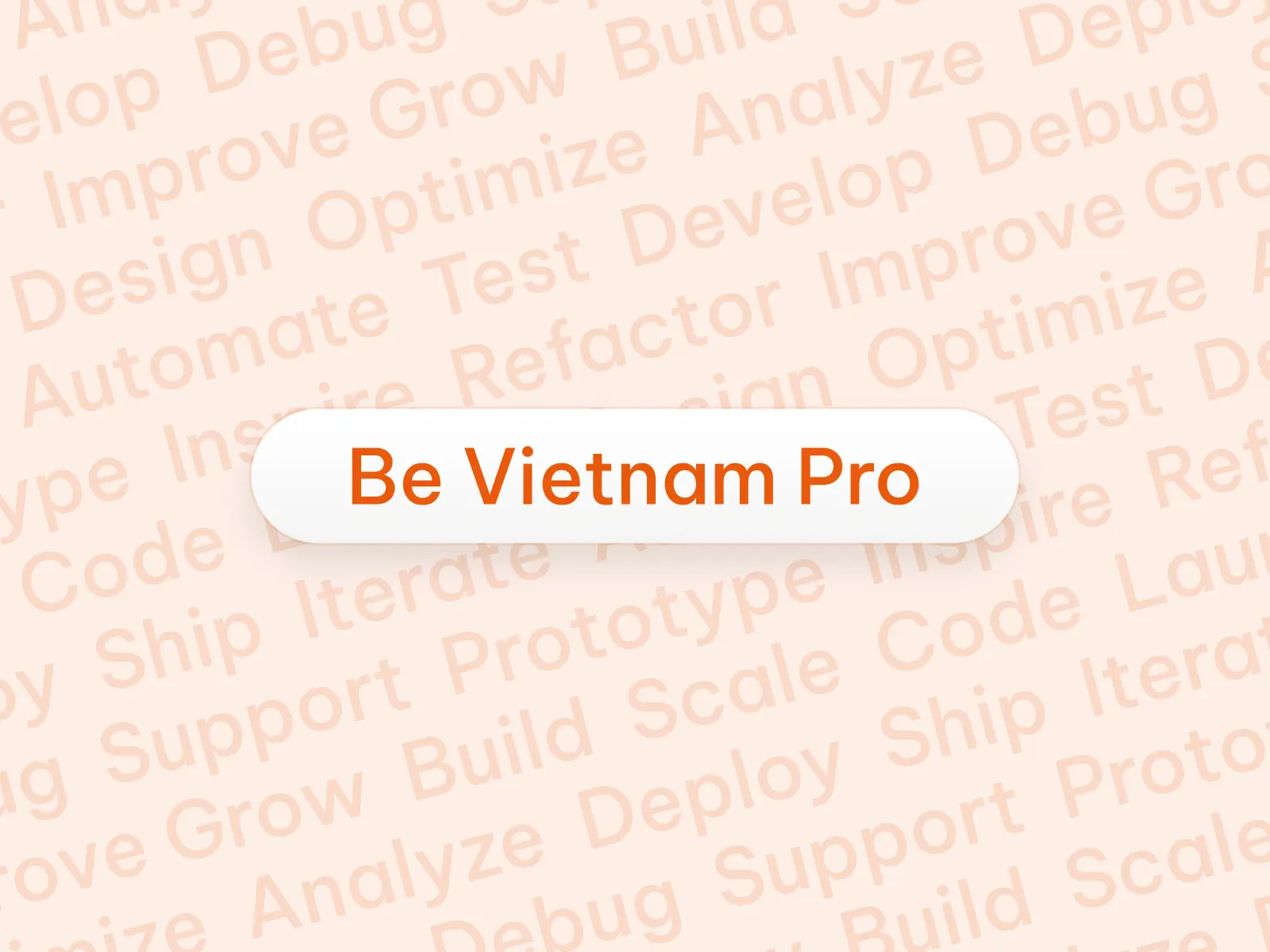 Be Vietnam Pro font preview with 3D soft UI button on light background with tech terms