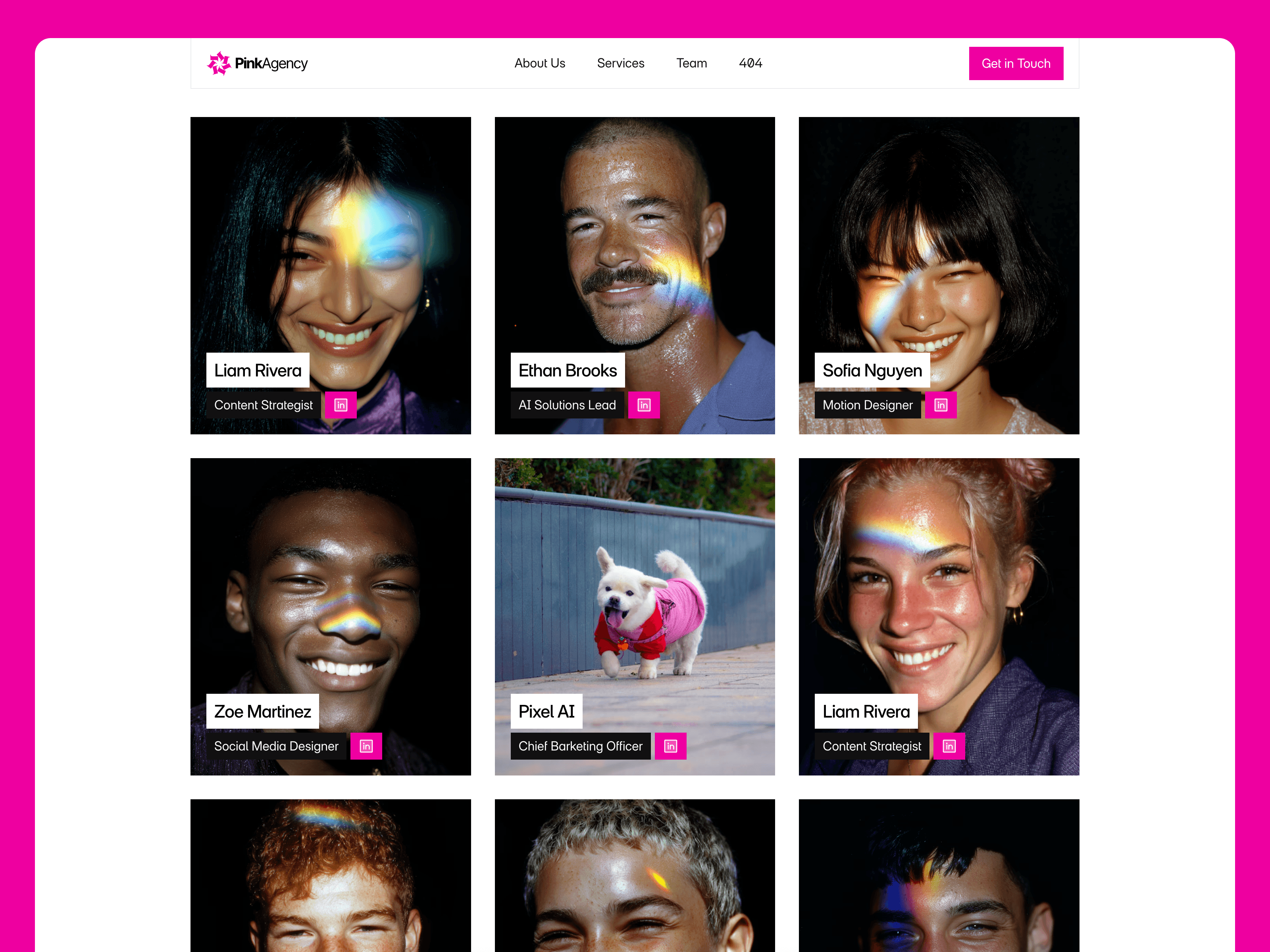 Pink free framer template for agency