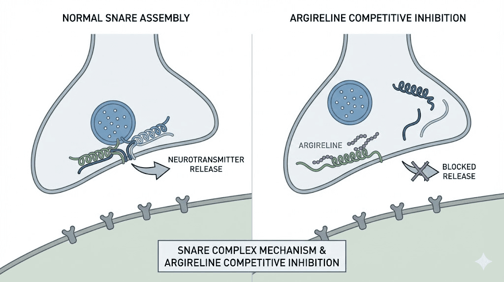 How Argireline peptide inhibits muscle contraction through SNARE complex
