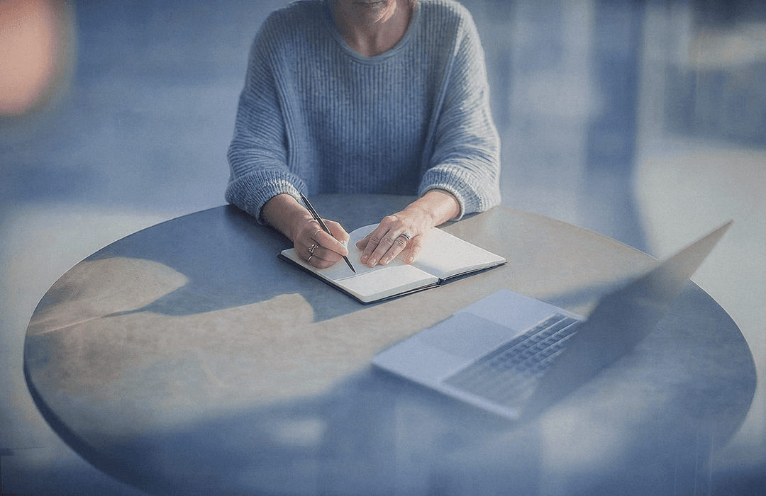 Pessoa anotando o planejamento de ferramentas de ia com foco no roi.