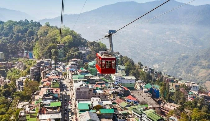 Gangtok ropeway above town