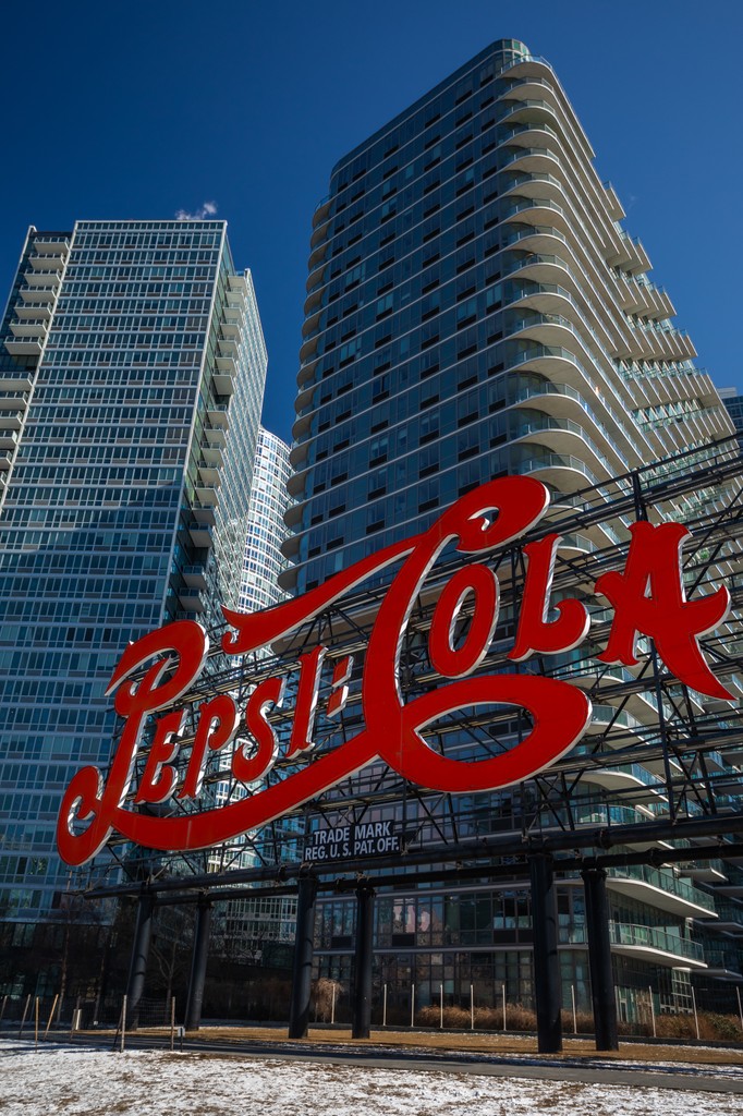The Pepsi-Cola sign on the Long Island City waterfront in Queens, New York