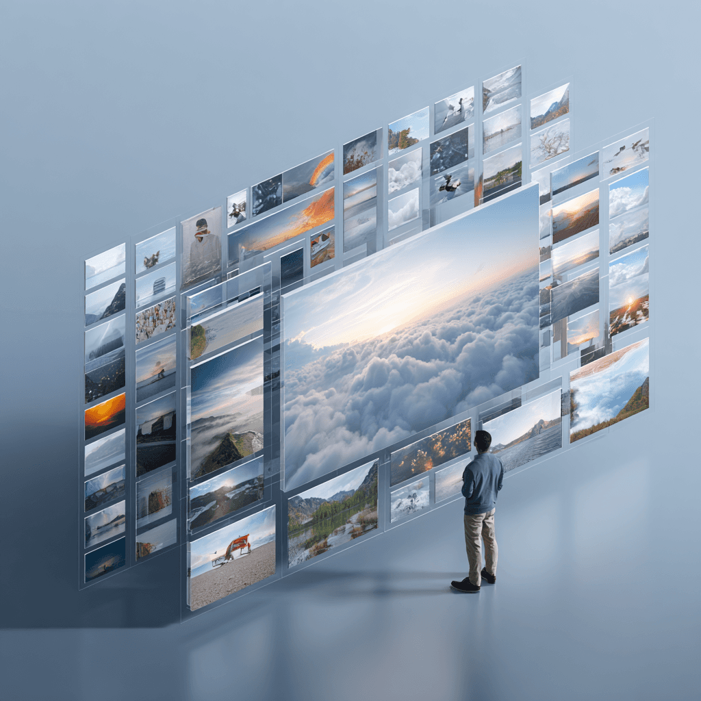 man standing infront of multiple digital assets