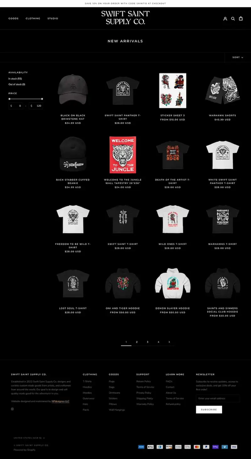Swift Saint Website Collection Page