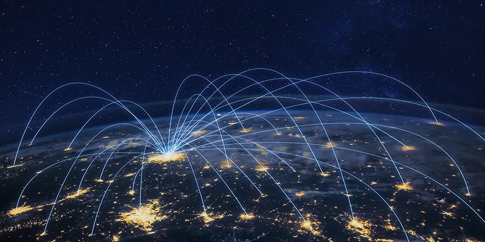 Distribution and delivery concept, global communication network.