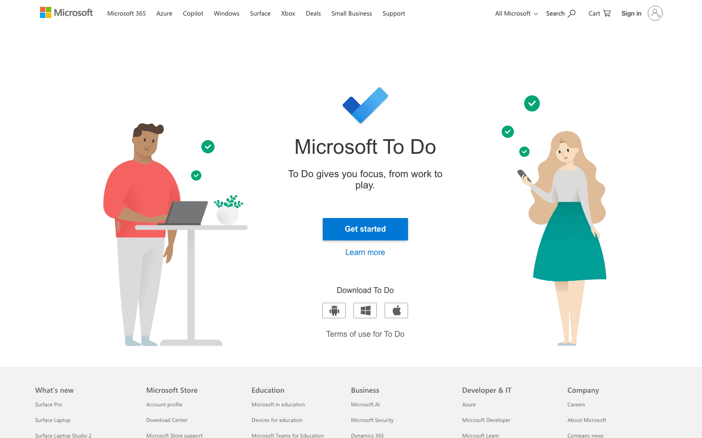 Microsoft To Do app homepage