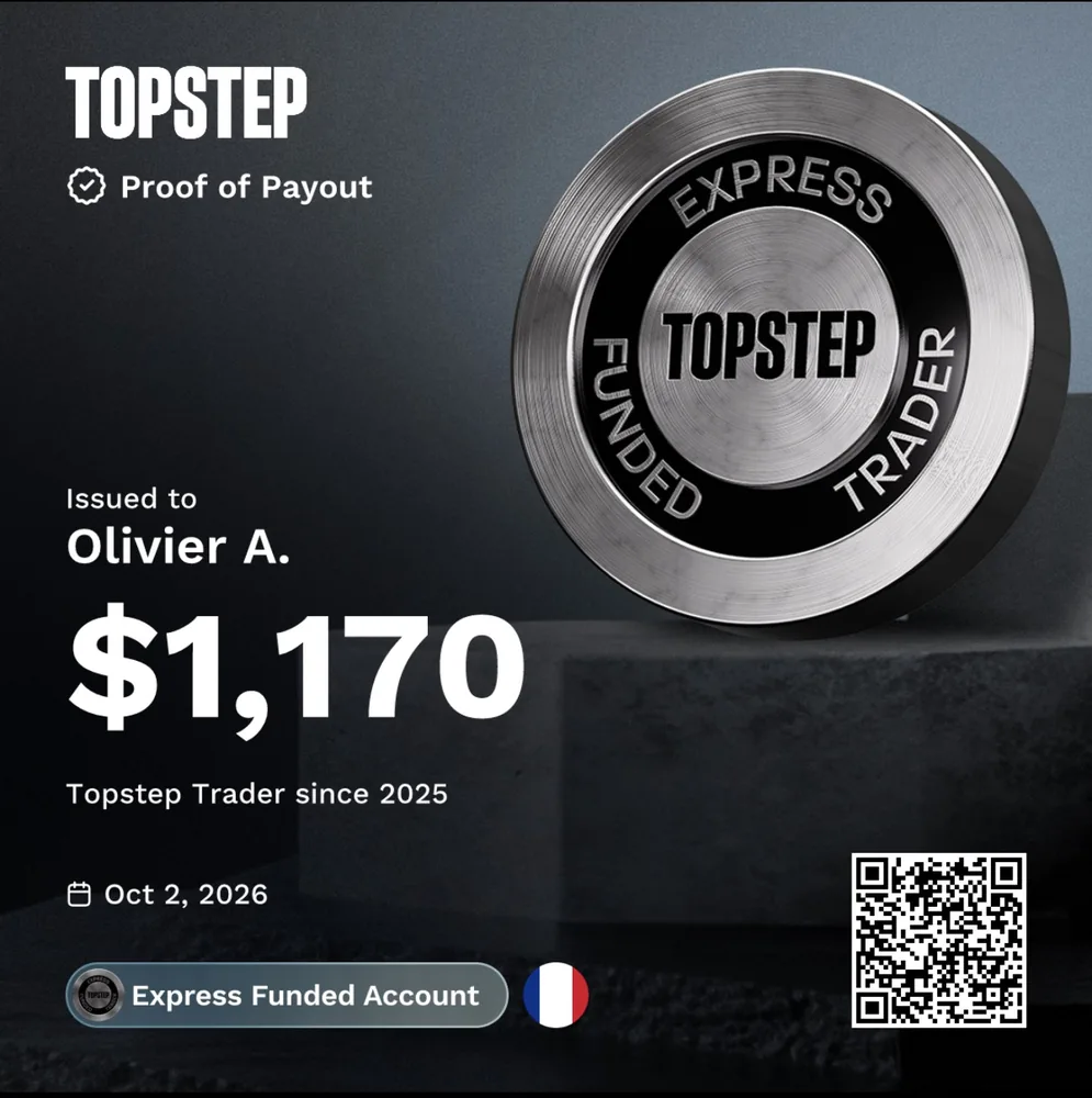 Preuve de payout Topstep d'un membre LST