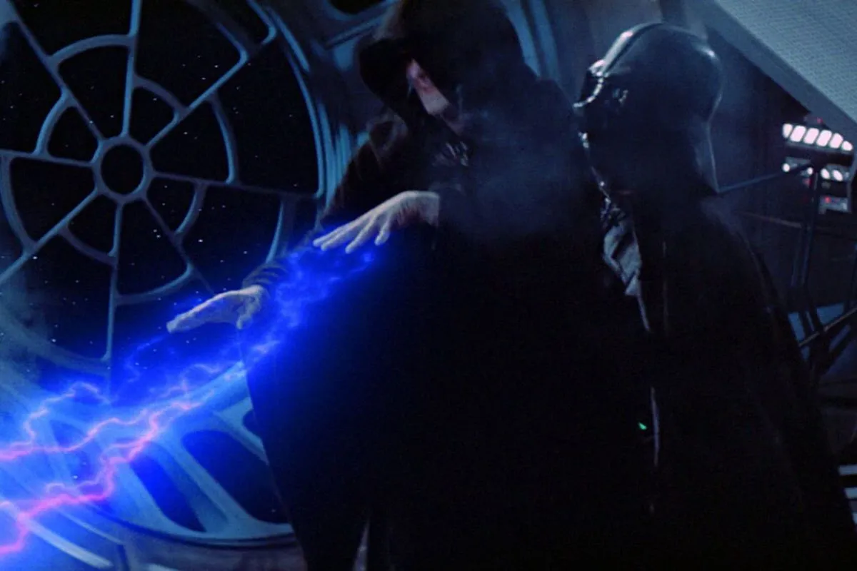 Anakin Skywalker redeems himself by seizing the Emperor to save Luke. 