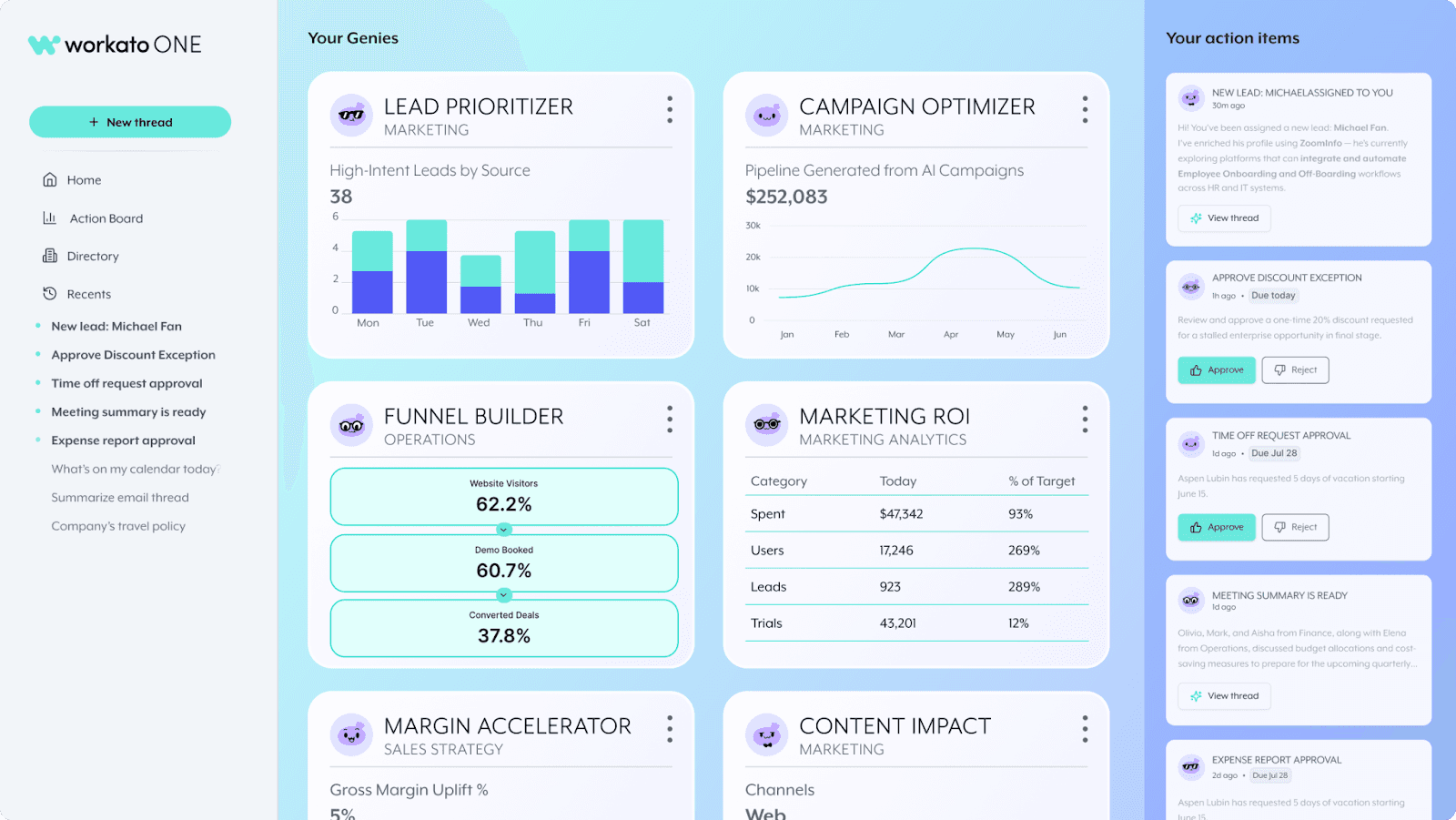 Workato's workflow automation dashboard
