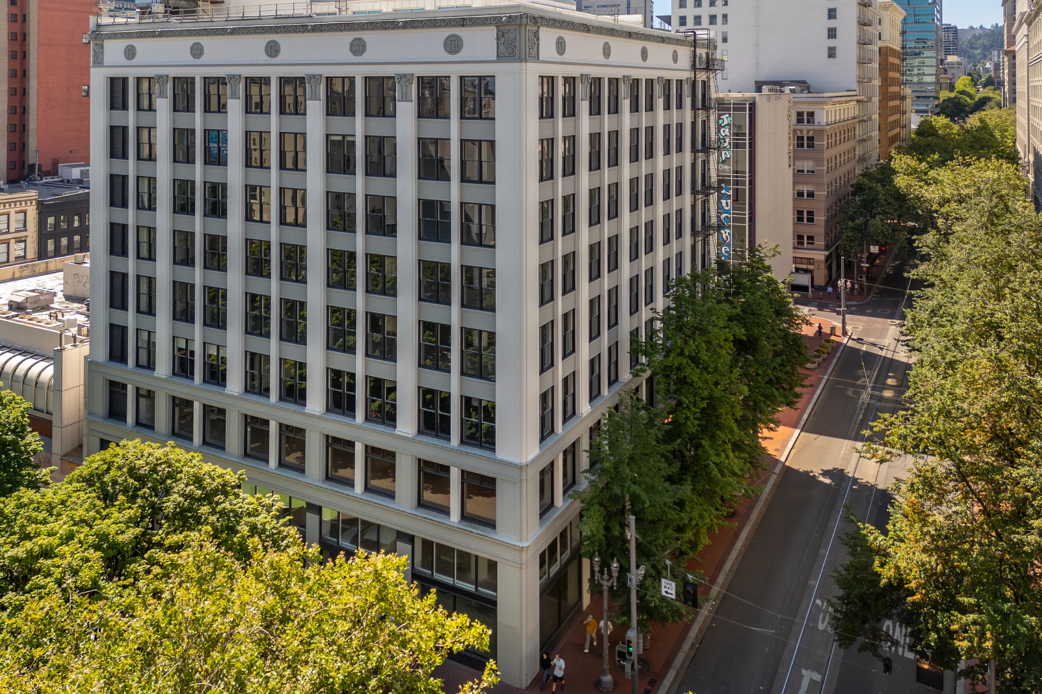 Aerial view of J.K. Gill Building in Portland Oregon
