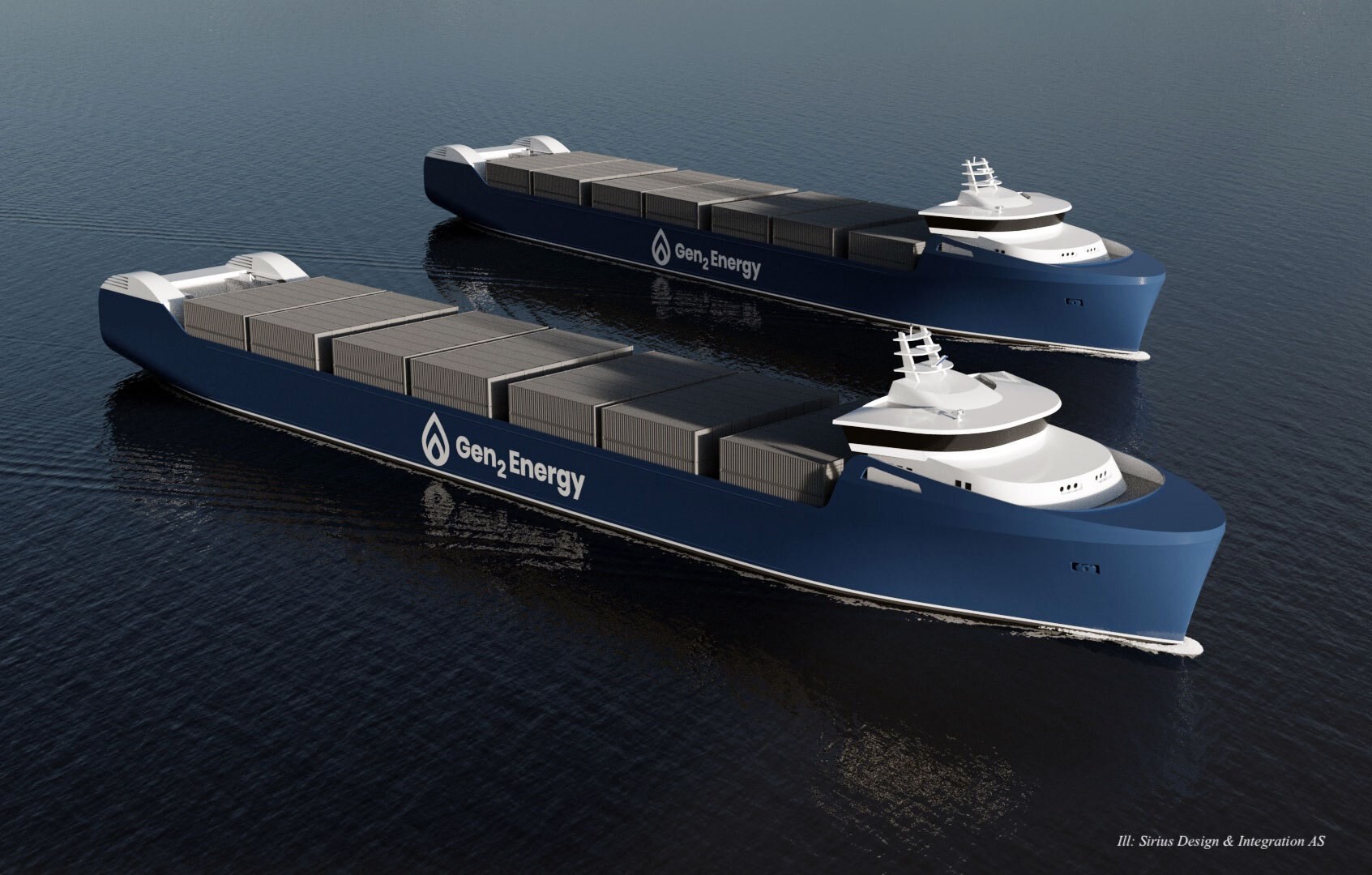 Two large ships docked in calm waters, viewed from above, showcasing their sleek designs and dark colors.