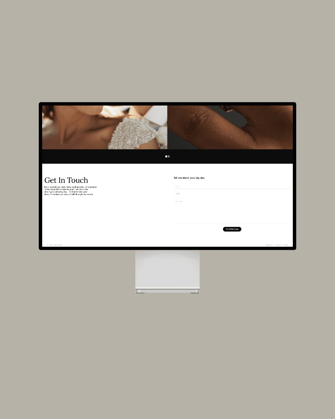 Web page mockup of The Kudo Studio minimalist website design, showcasing clean typography and a no-code web design layout.
