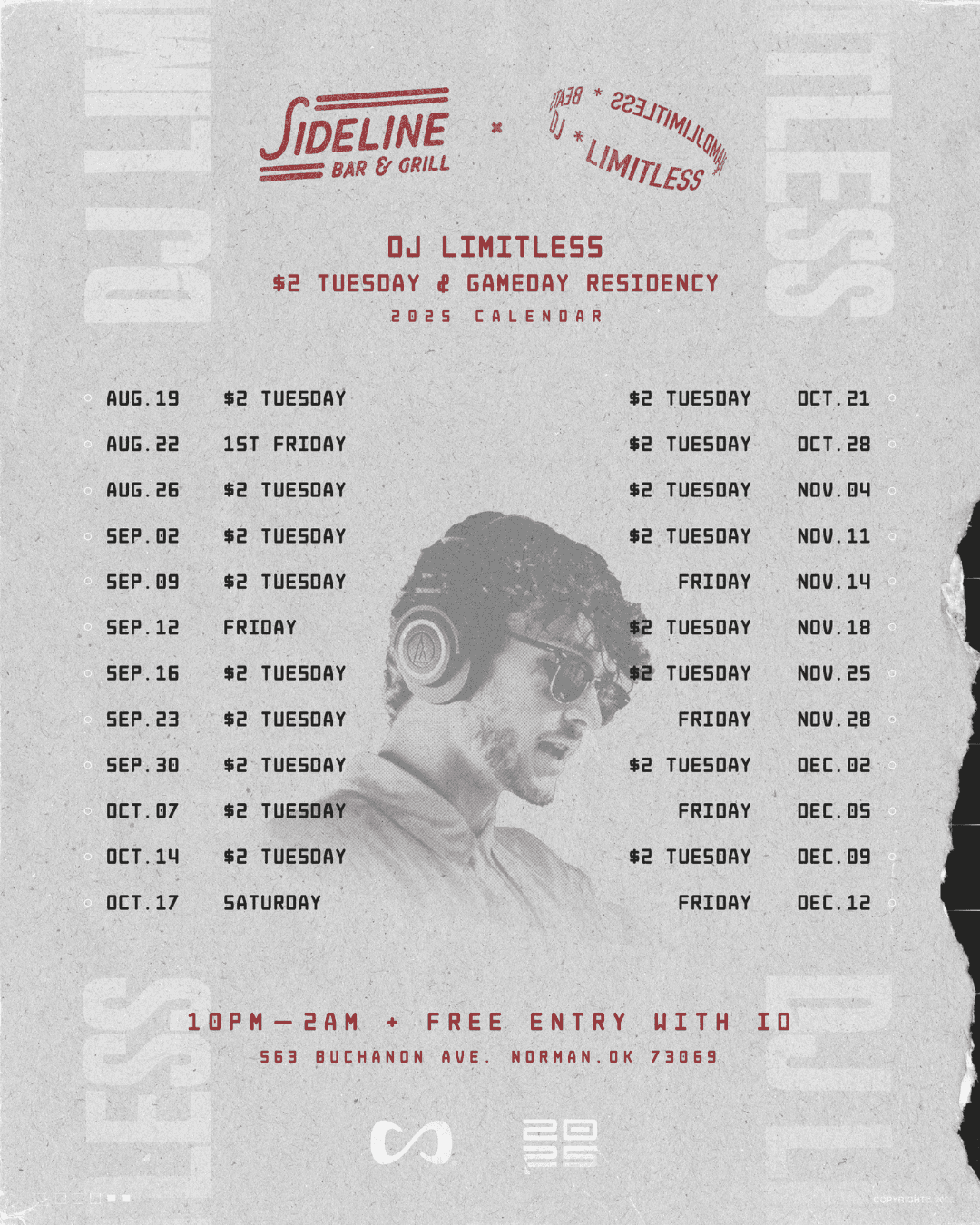 DJ Limitless - Sideline Tuesday Show Dates 2025