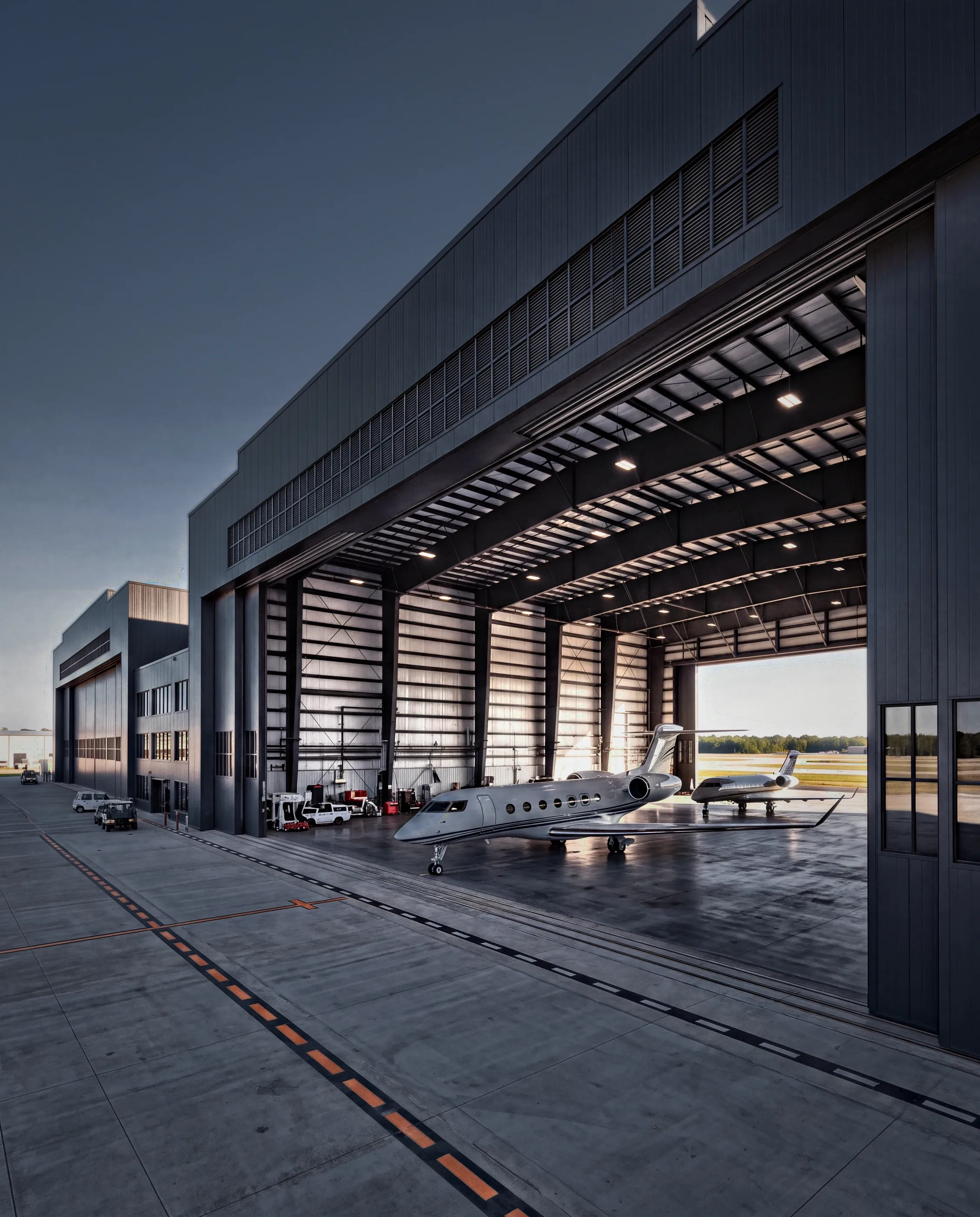 Meridian Aviation Hangar, interior view of an Atrium project