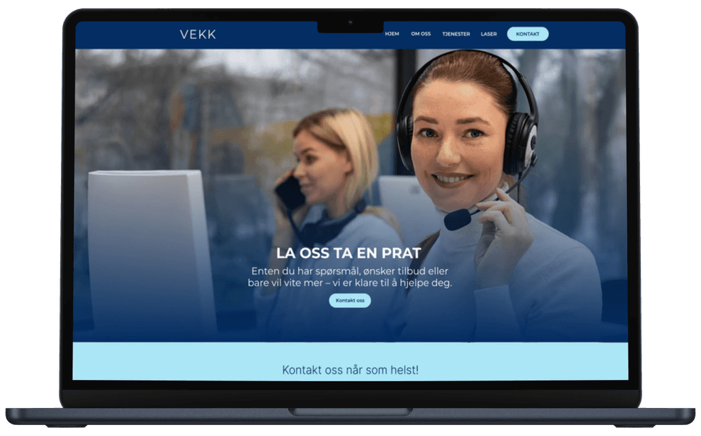 Nettside laget for Vekk.no – moderne, profesjonell og responsiv webdesign laget av Sideklikk