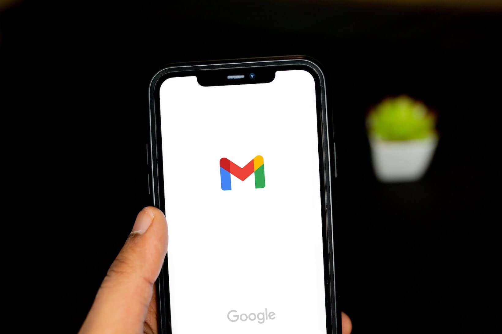 A smart phone showing the Gmail loading screen.