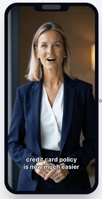 Woman in a suit on smartphone screen, ready for compliance training.