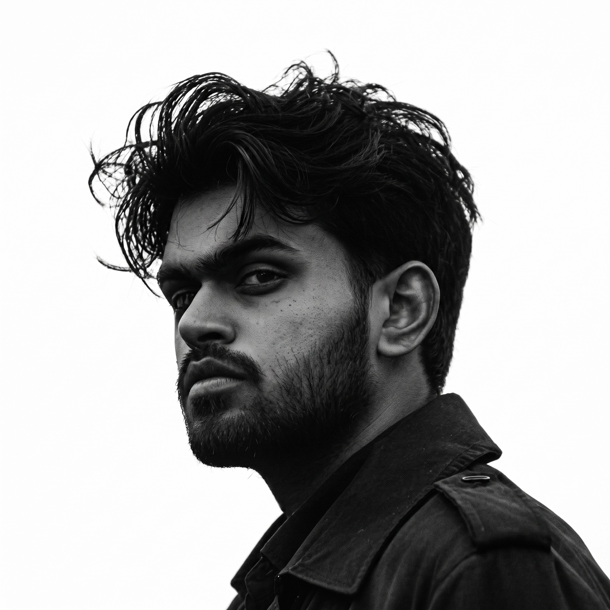 A person.black and white photo