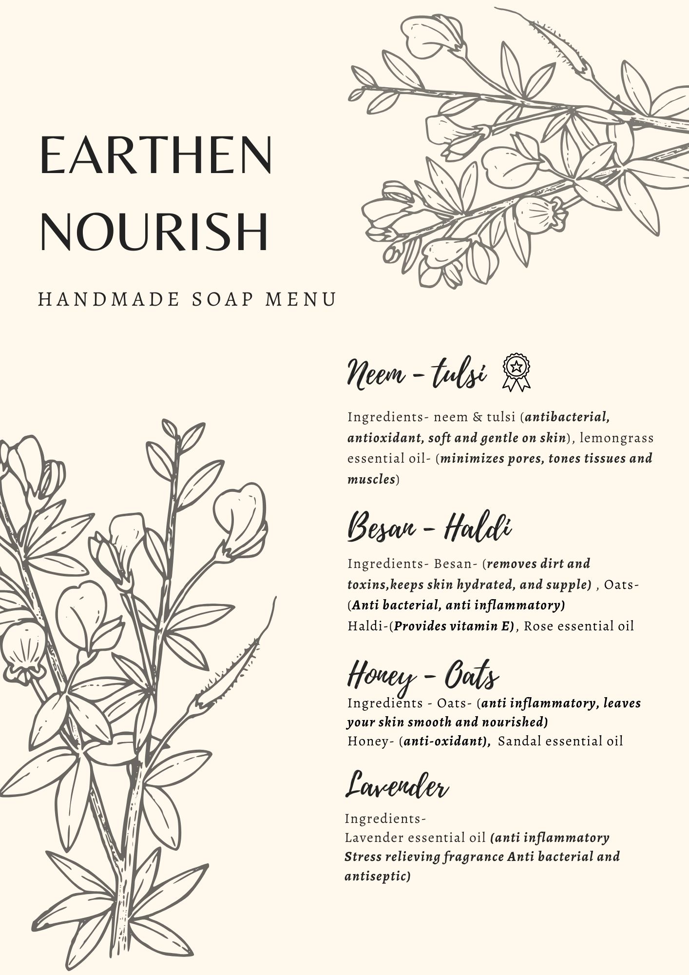 Soap menu design, spread one