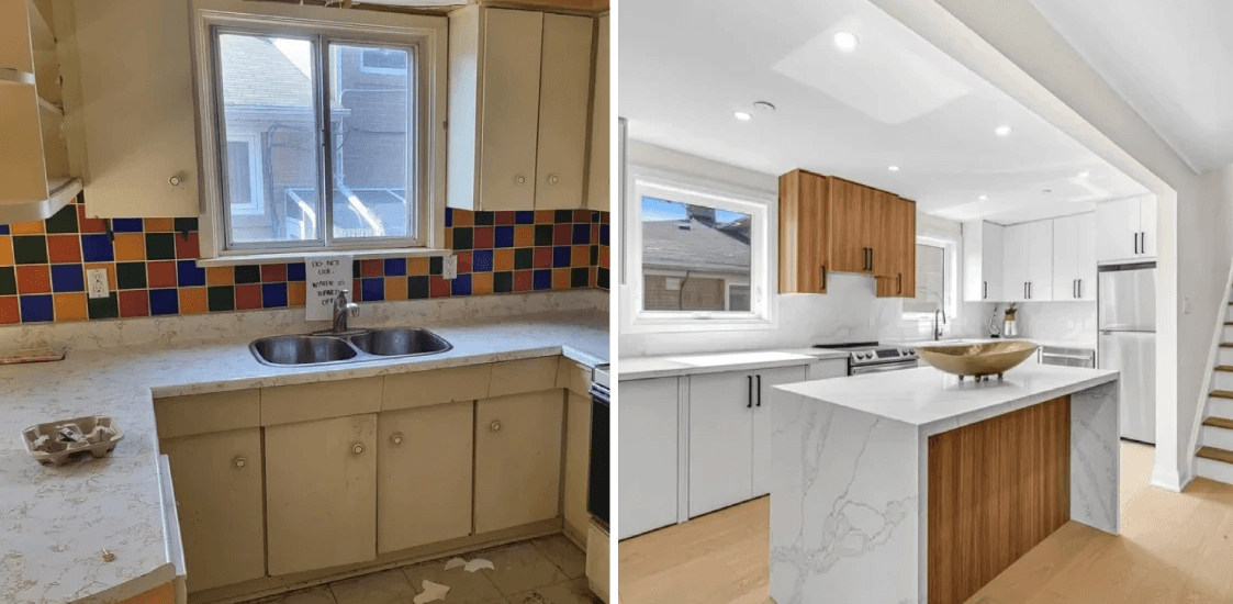 Before and After Wooden Kichen Renovation