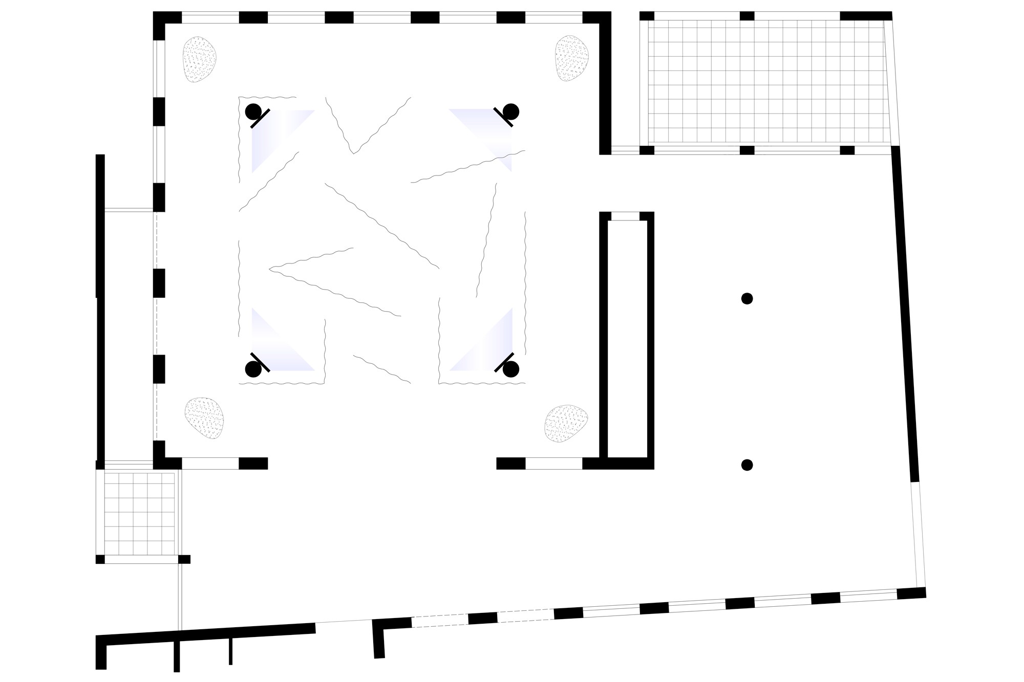 Grundriss der CONTACT ZONES Ausstellung im MAK Frankfurt mit Murat Adash Szenografie