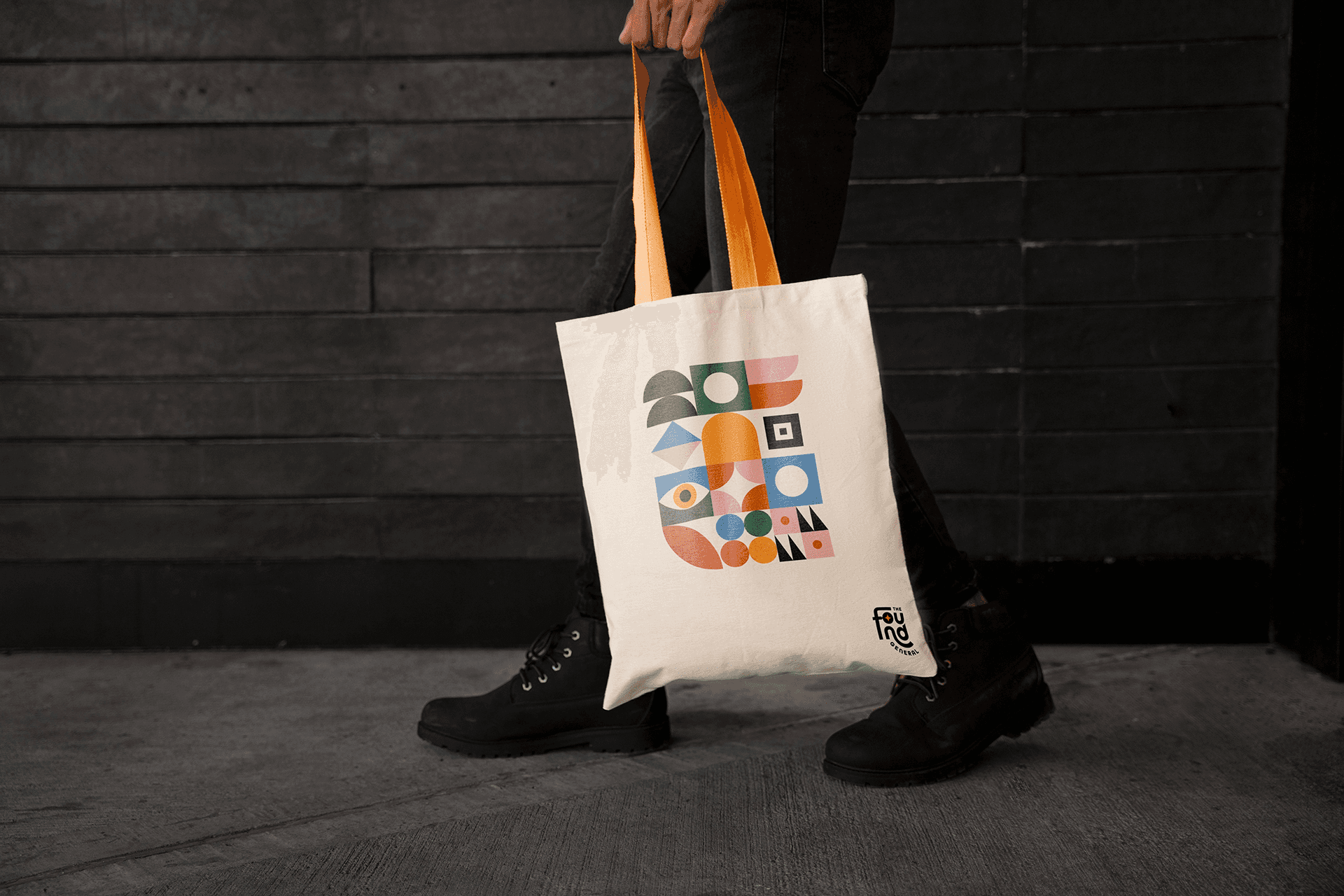 Custom geometric canvas bag design for The Found General 