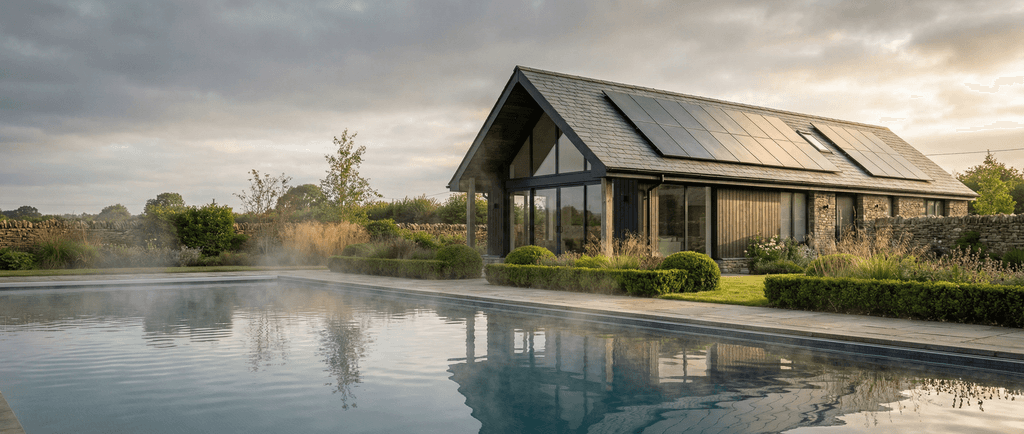 Commercial hangar with solar panels
