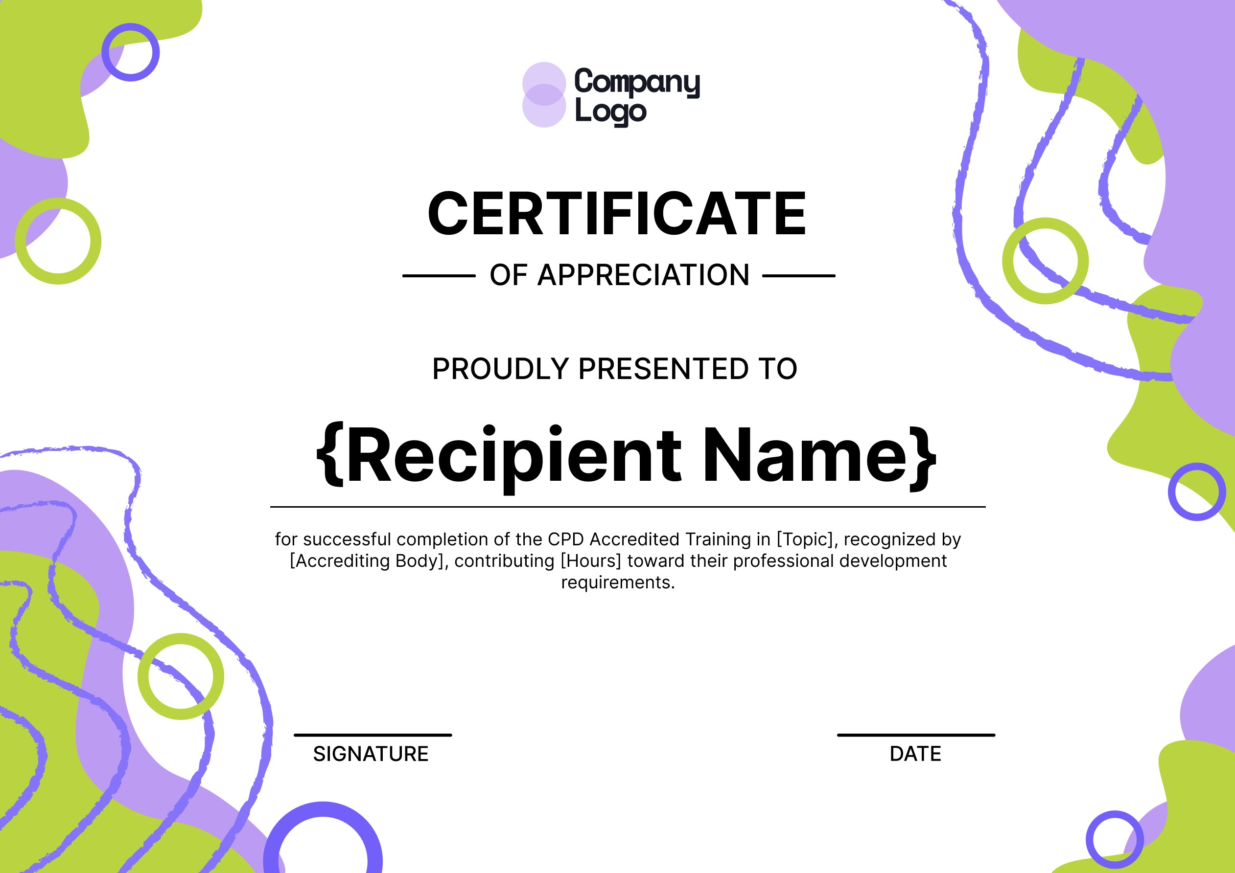 Wauld - Vibrant and stylish certificate for CPD training