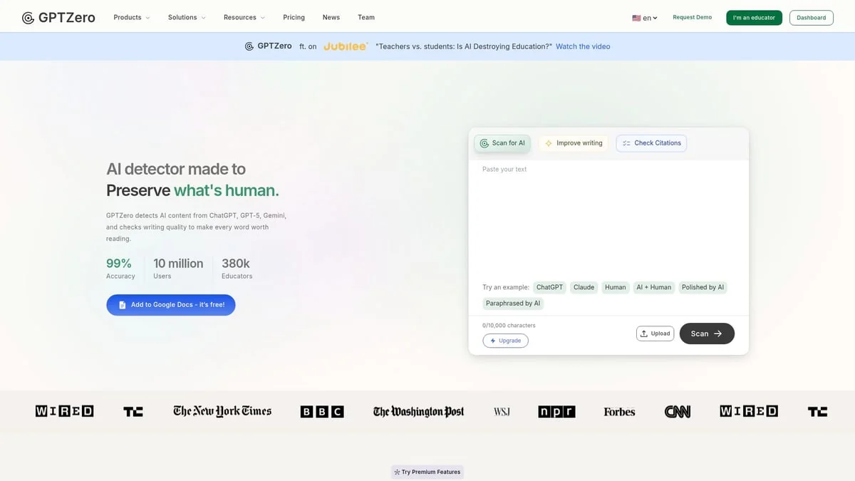 7 Essential What Is The Best AI Detector Tools for 2025 - GPTZero