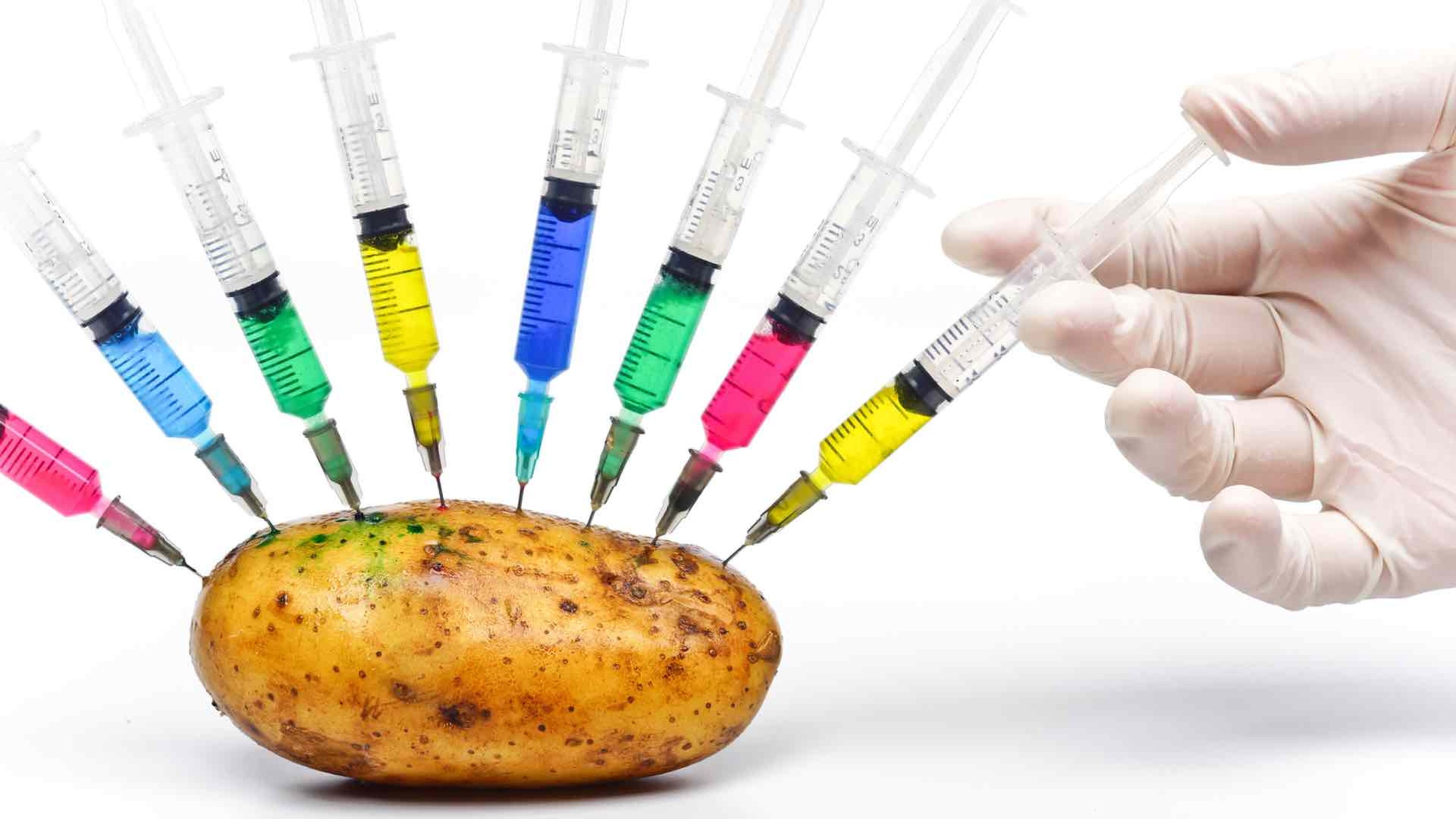 potato being shot by a couple of injections 