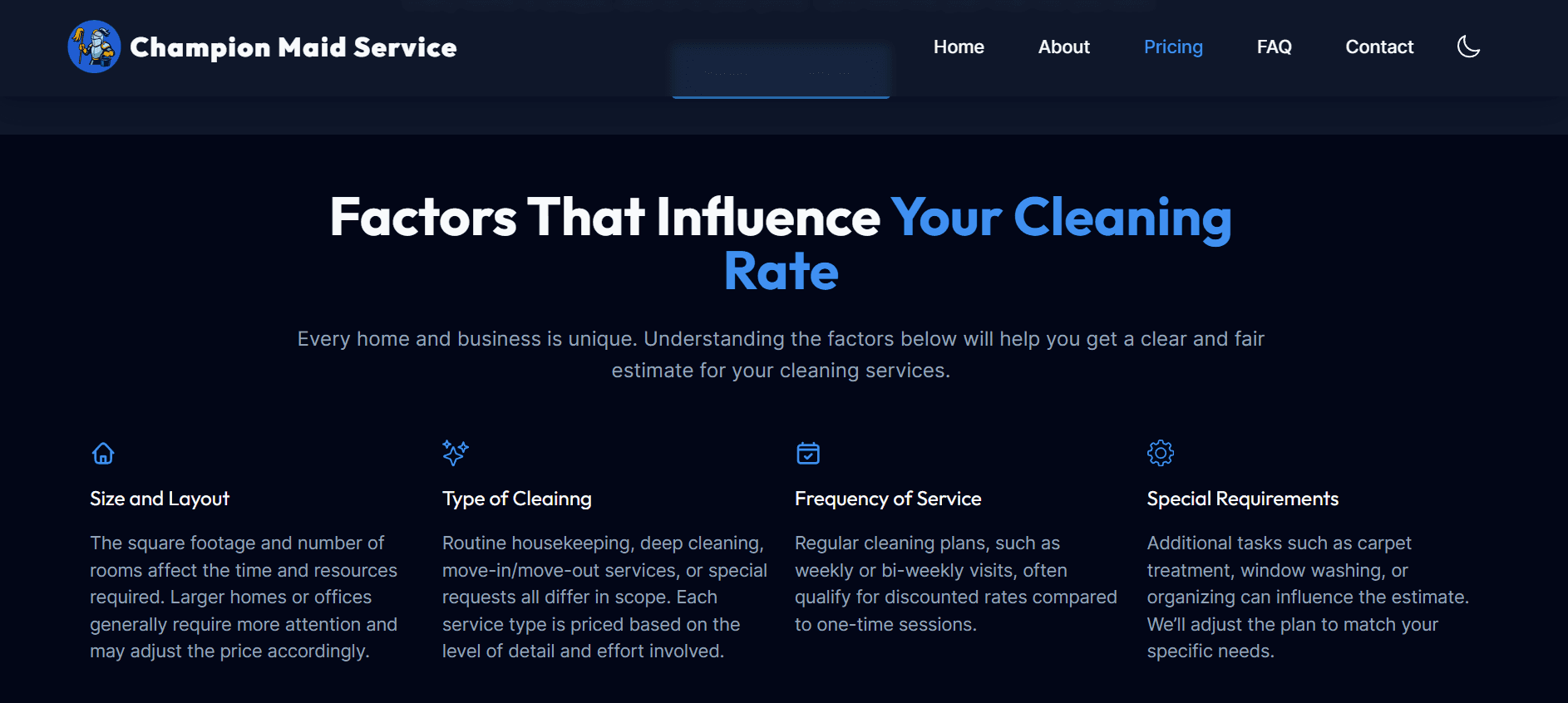 Pricing page