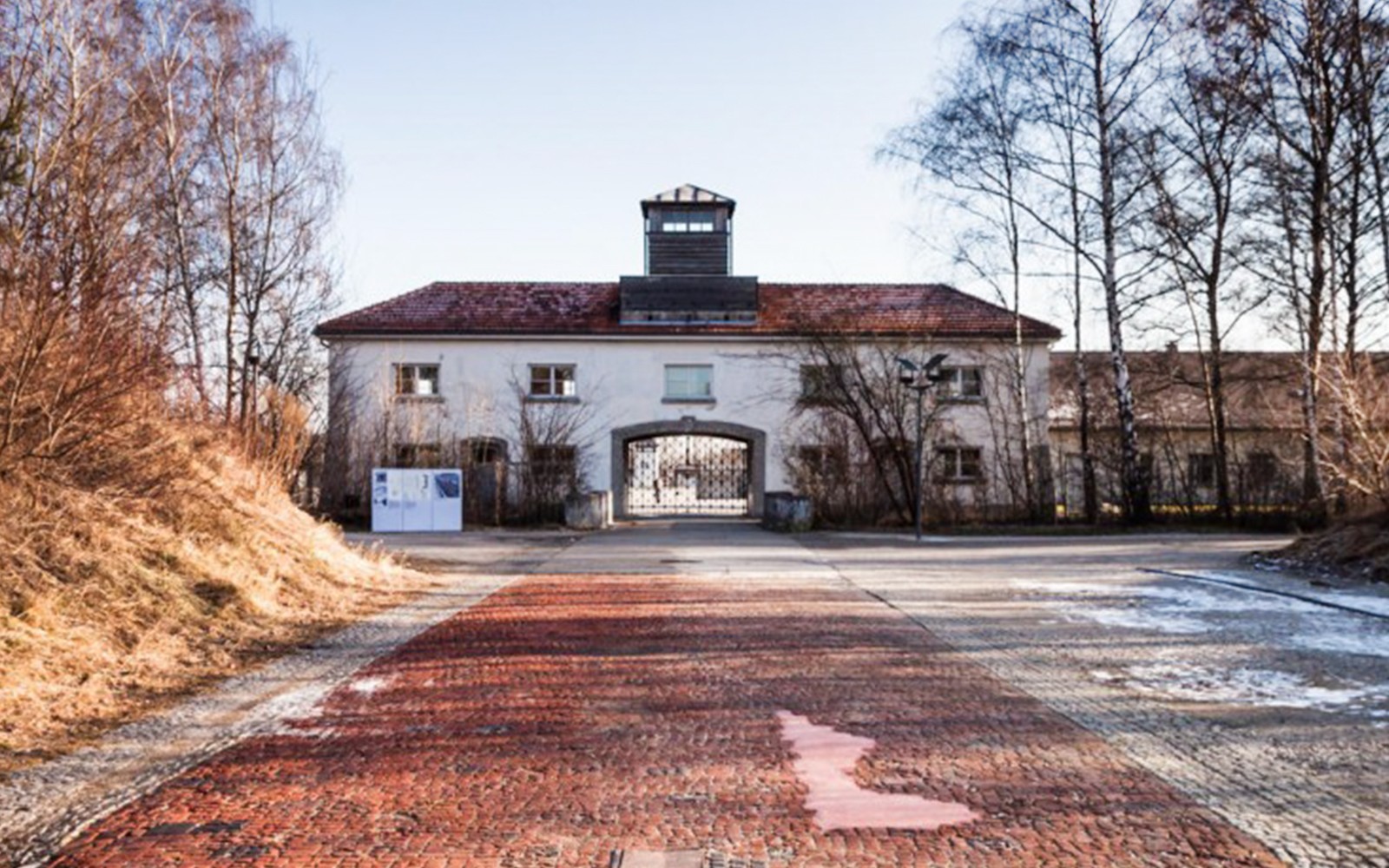 Dachau Concentration Camp entrance gate on guided tour from Munich.