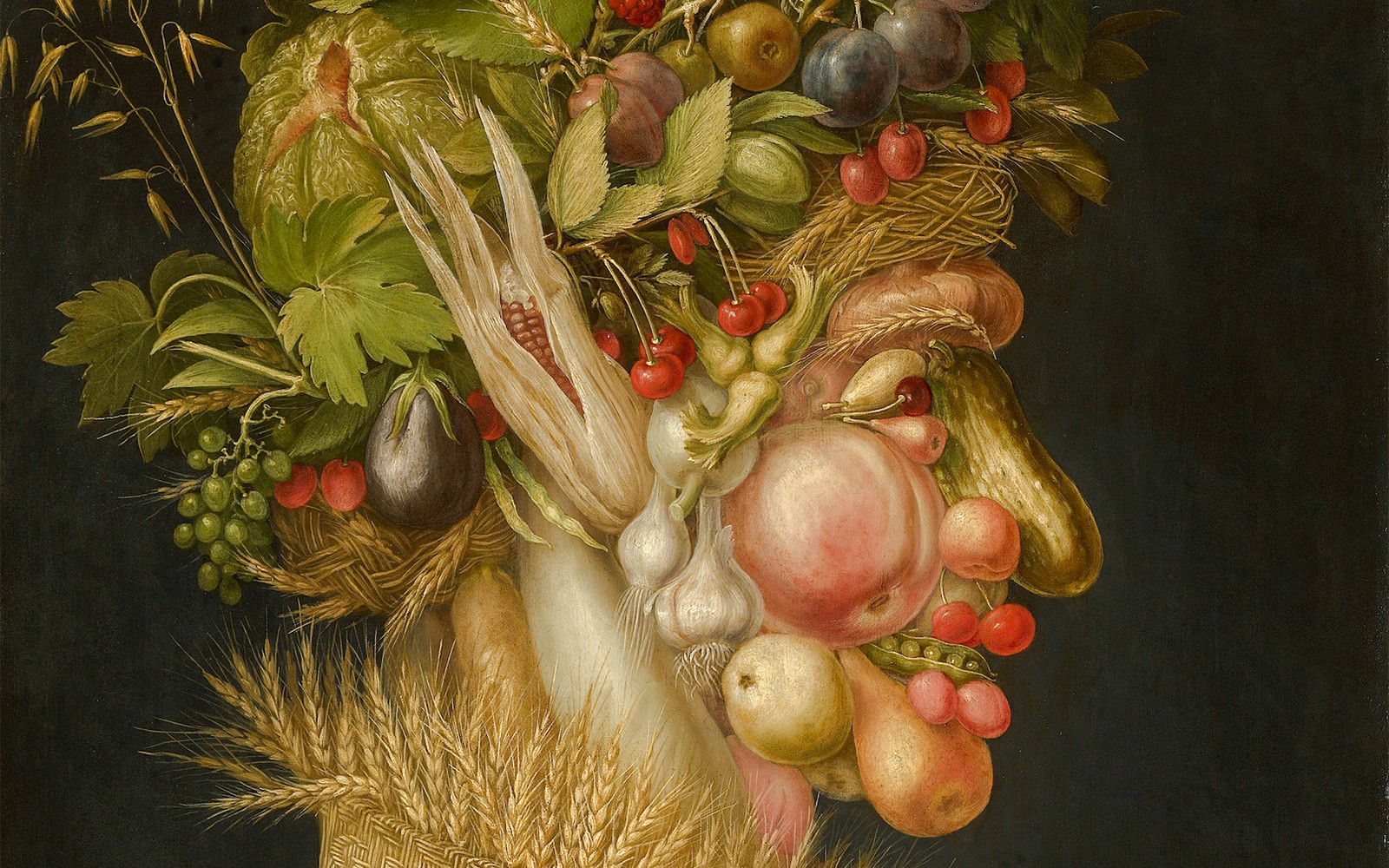 Kunsthistorisches Museum, Giuseppe Arcimboldo's "Summer" portrait made of fruits and vegetables.