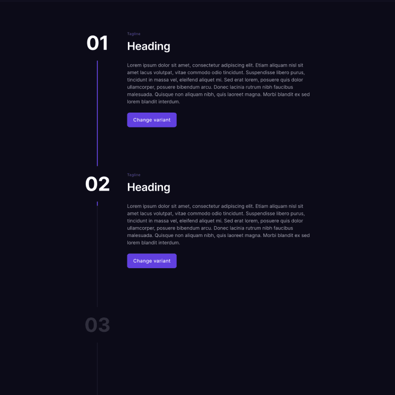 Timeline component with numbers and one side layout