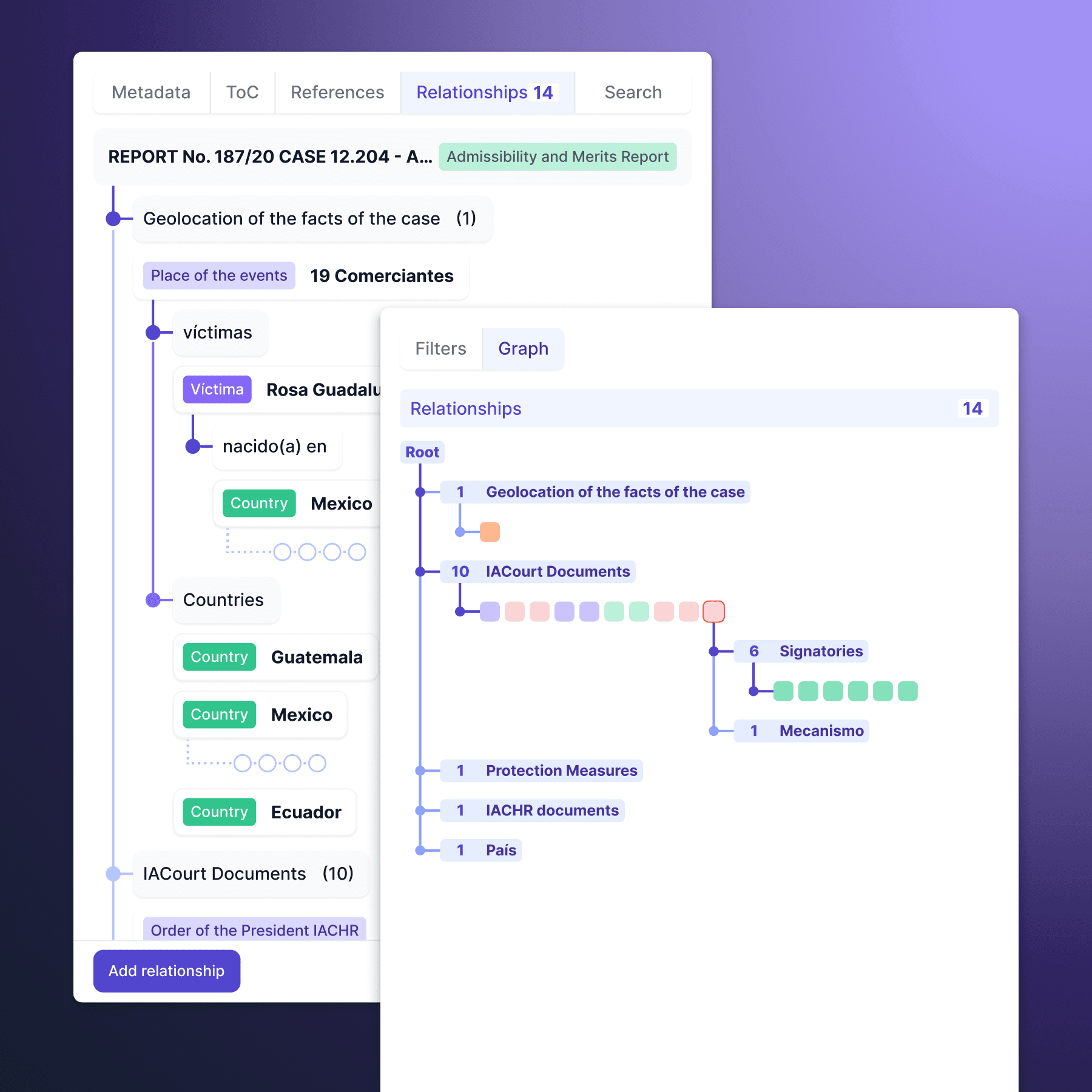 Graph navigation concept for Uwazi's relationships