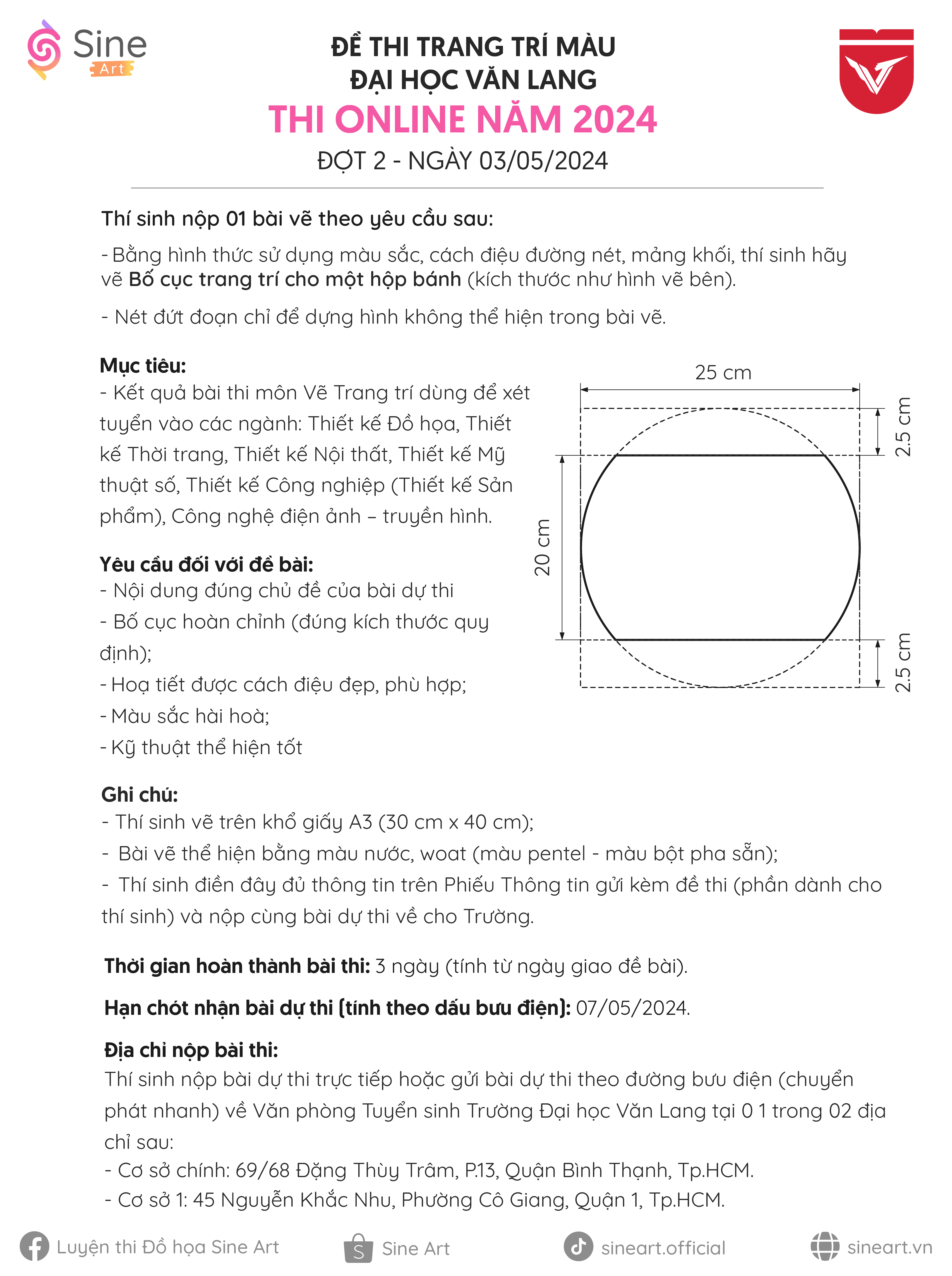 đề thi trang trí màu Đại học Văn Lang 2024 (Online Đợt 2)