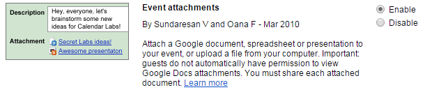 Event Attachments Google Calendar