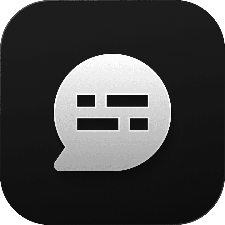 Chat bubble icon with horizontal lines inside.