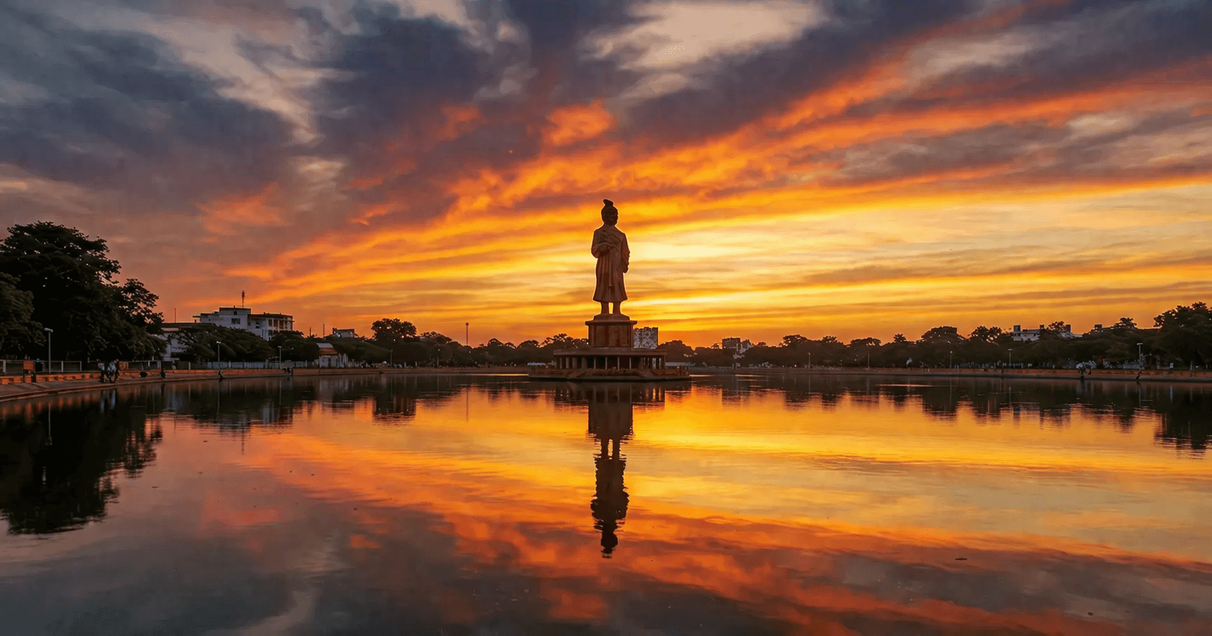 Modern minimalist building by the sea at dusk, with sleek white walls, glowing interior featuring a red chair, and a calm, serene atmosphere.