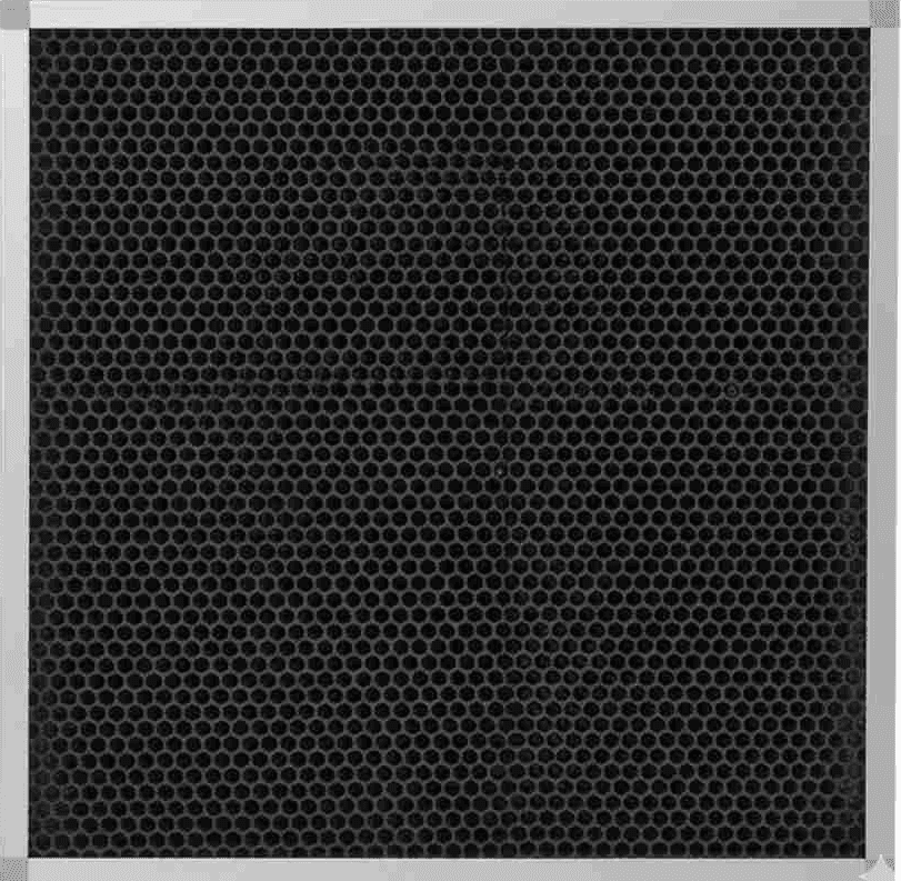 Carbon panel filter with activated carbon media for odor and gas removal in HVAC systems.