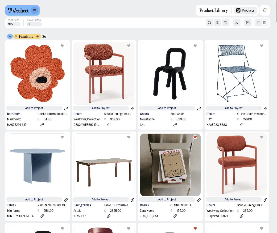 Add from product library modal in thesheet