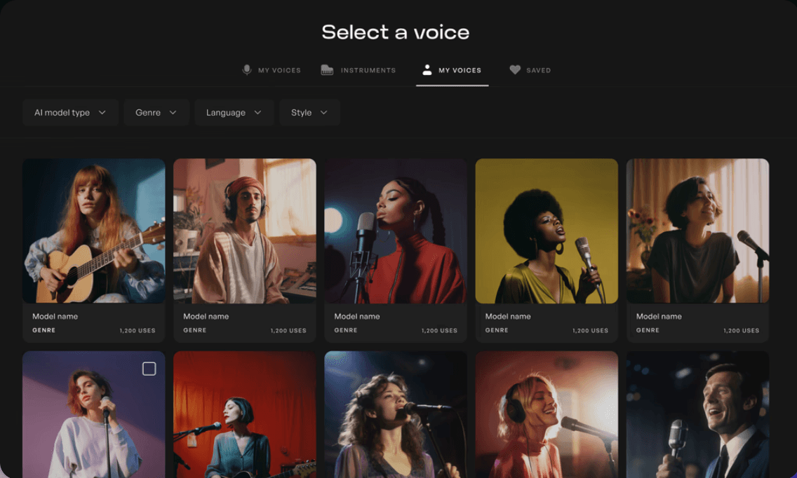 The Kits AI voice generator library