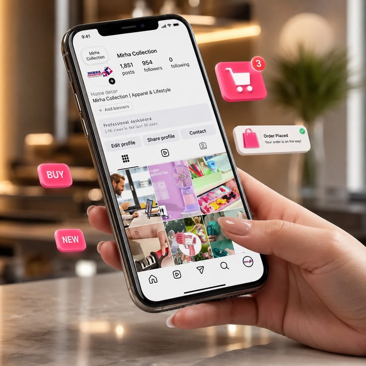 Customer viewing a local business advertisement on Instagram.