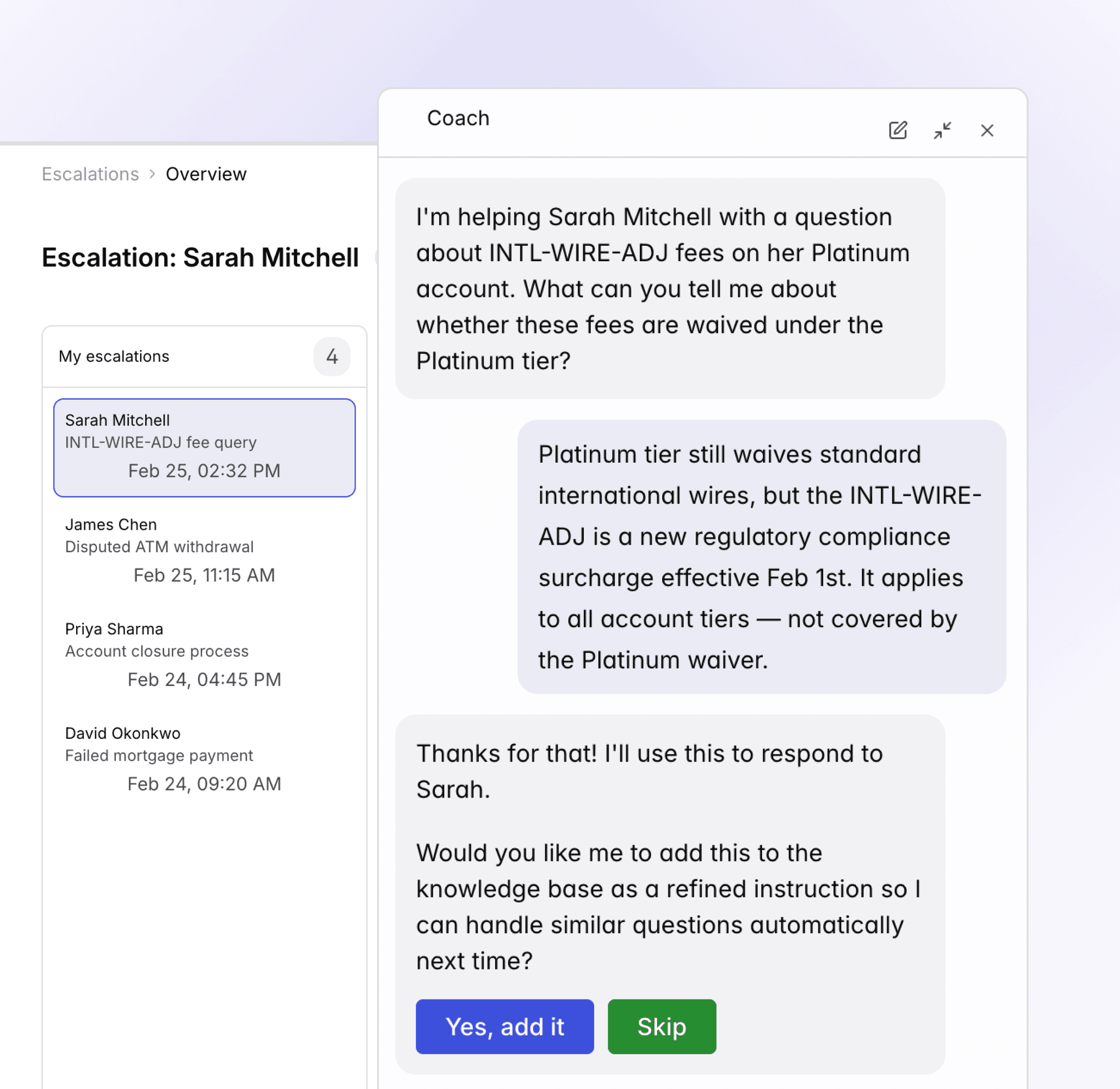 Coach handles escalations