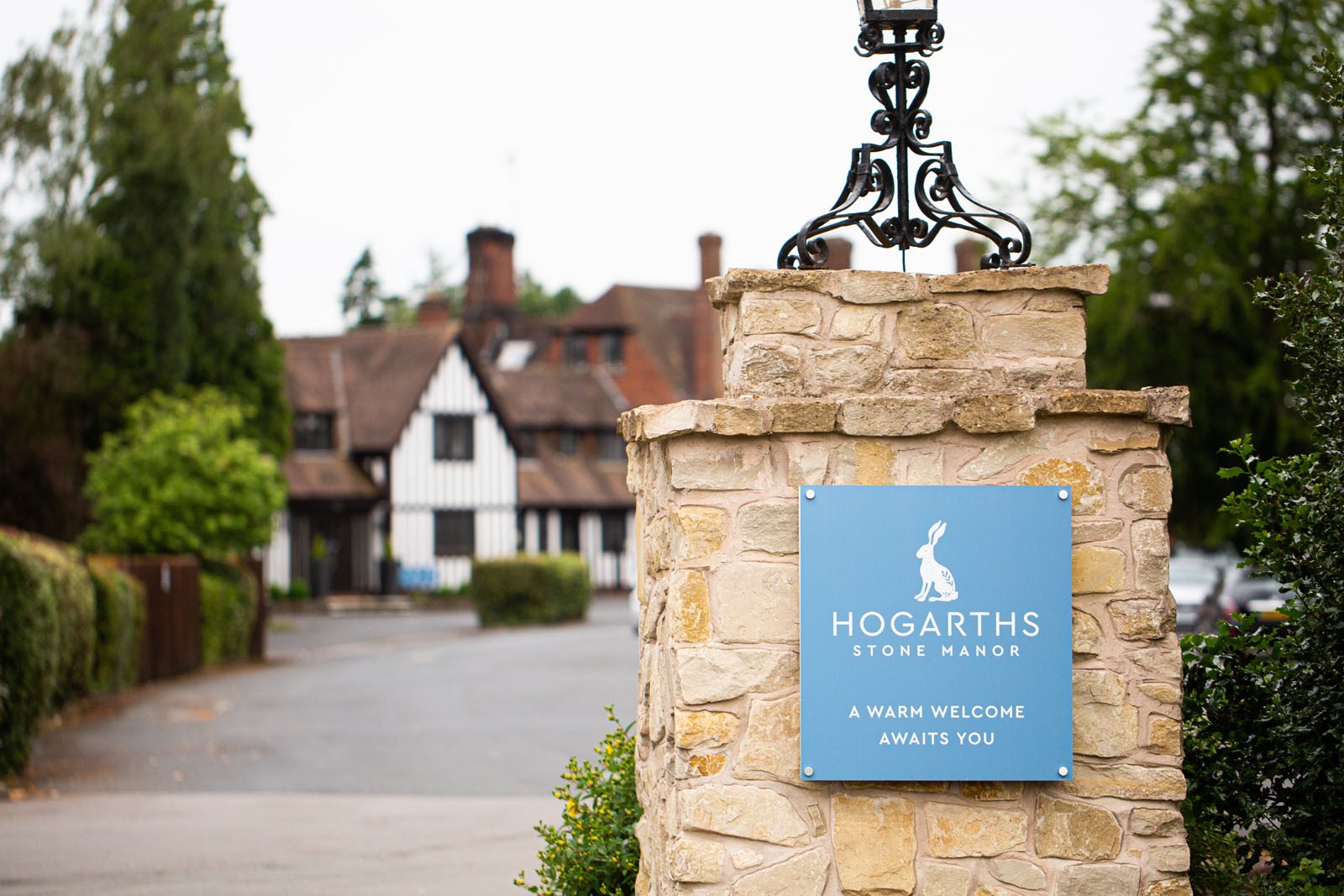 The Hogarths Hotel sign outside of the building