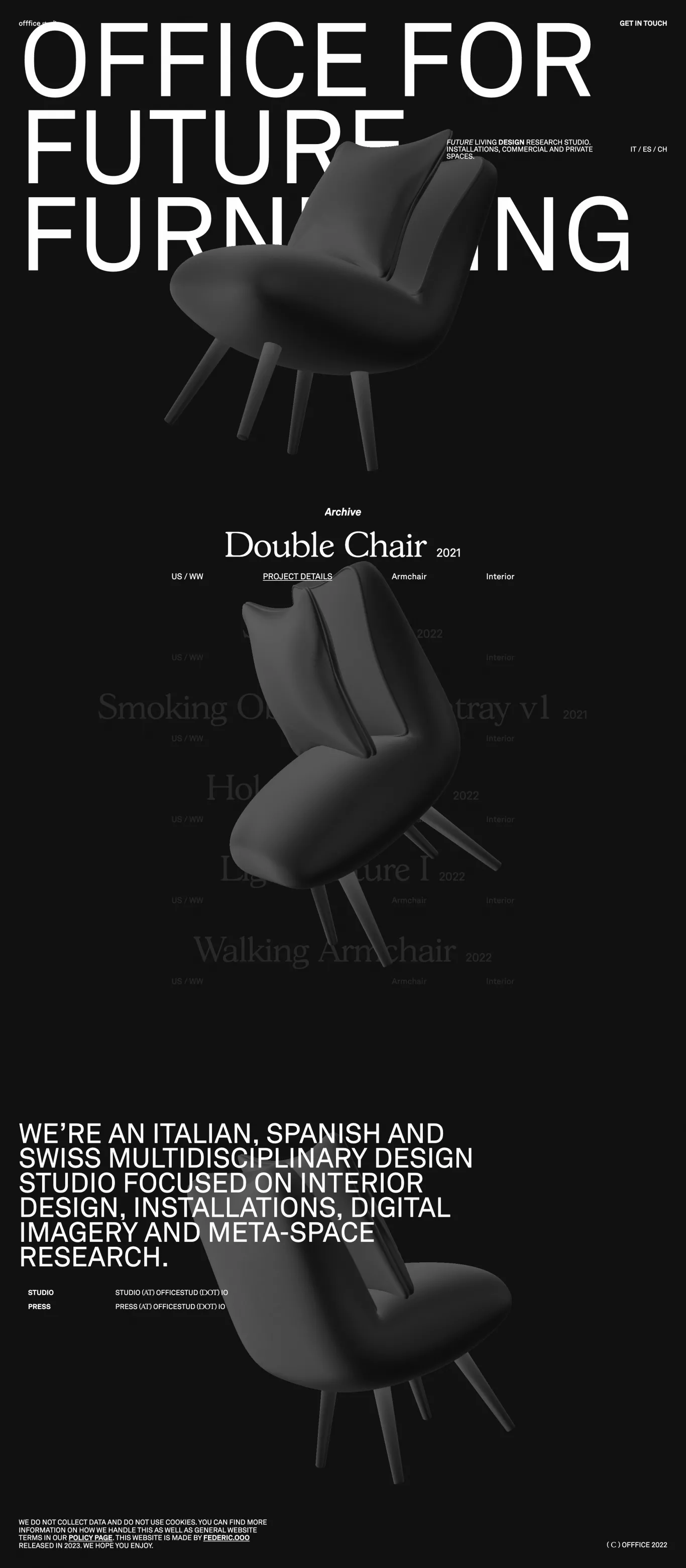 OFFFICE :: For Future Furnishing portfolio page screenshot showcasing Design and Tech design